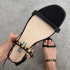 Prada Black Strappy Logo Accent Sandals
